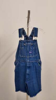 Vintage Big Smith Distressed Denim Cut-Off Bib Overalls (Size 34x30)